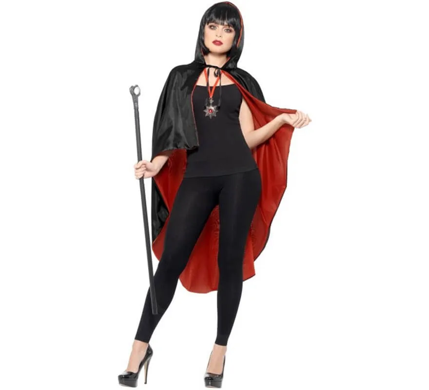 Kit di vampiri: mantella reversibile, bastone e medaglione di metallo